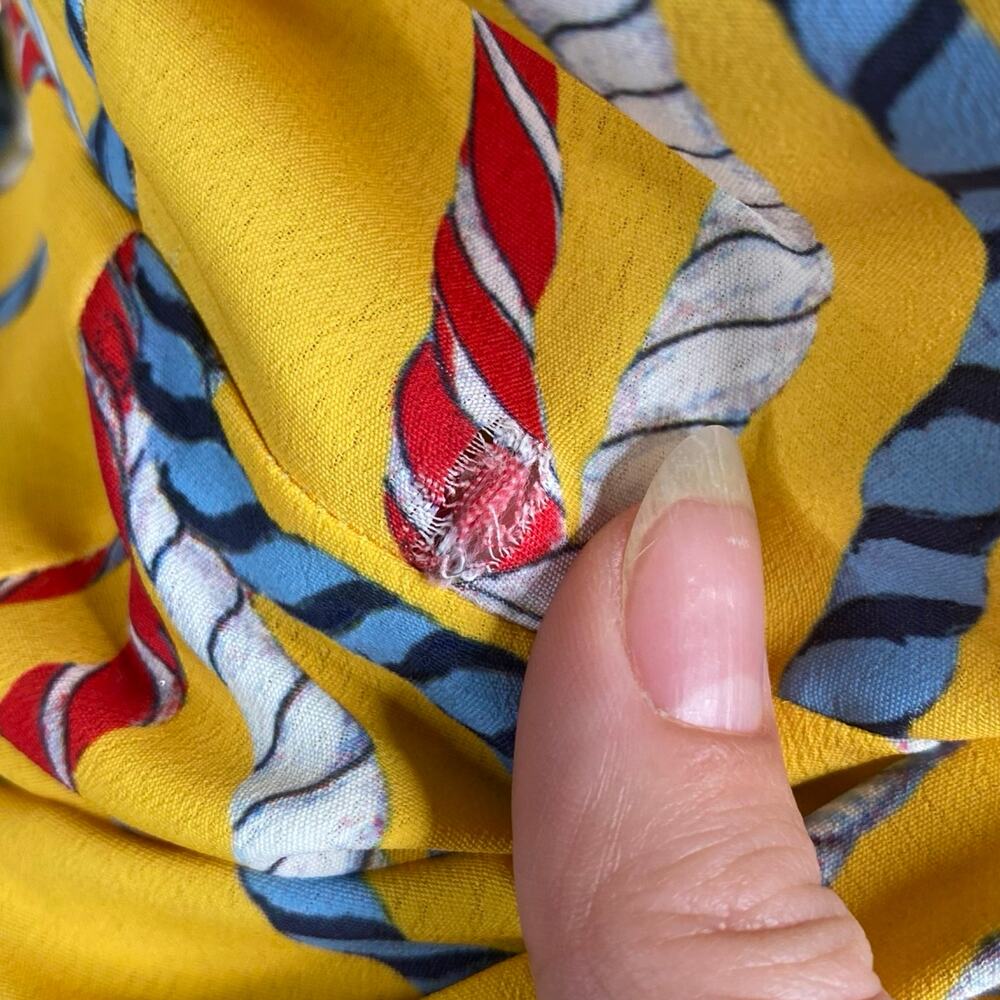 MNG Mango Colorful Rope Print Mini Dress M | Tied Short Sleeves A-Line Vtg - Picture 9 of 9